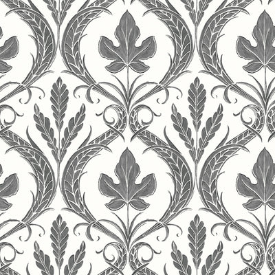 product image of Adirondack Damask Wallpaper in Black/White from Damask Resource Library by York Wallcoverings 591