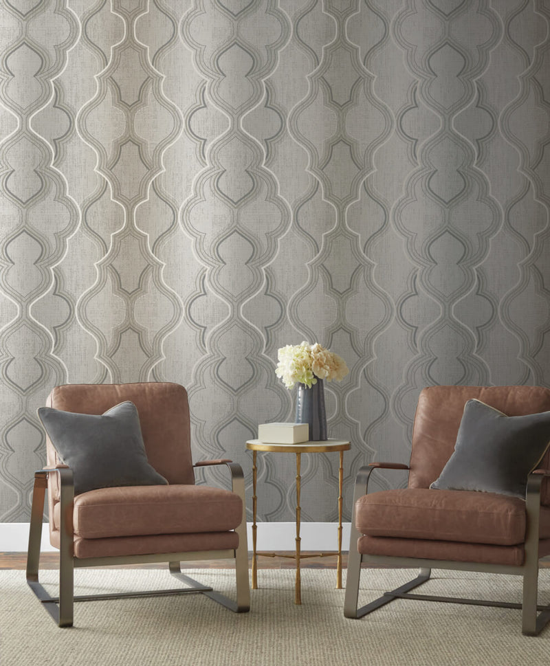 media image for Modern Ombre Damask Wallpaper in Beige from Damask Resource Library by York Wallcoverings 225