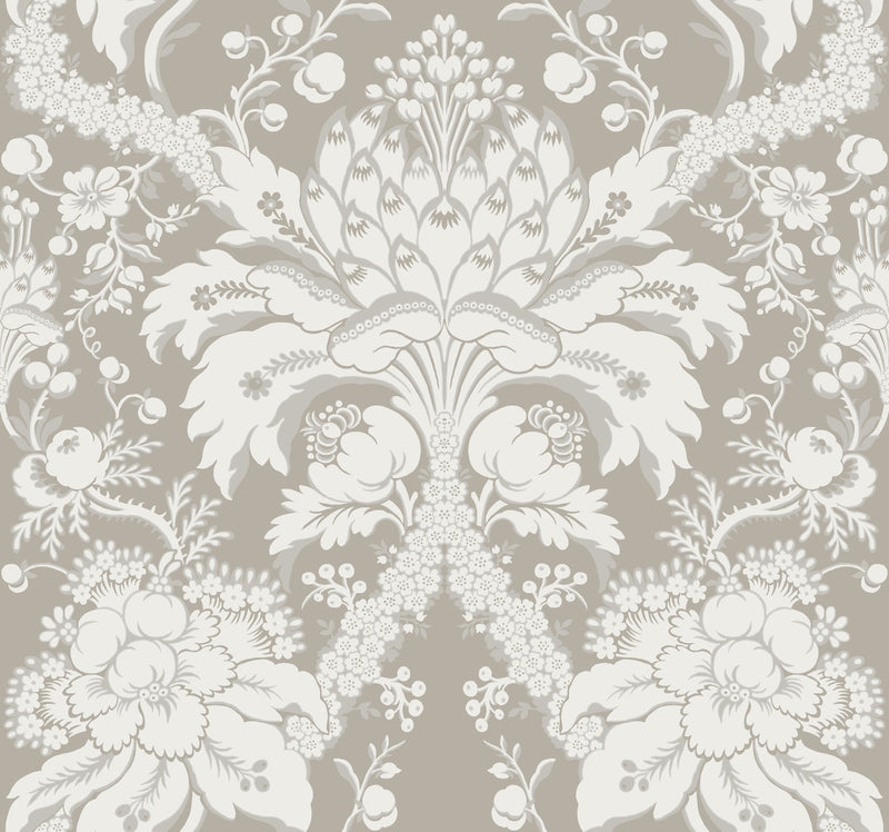 media image for French Artichoke Wallpaper in Beige from Damask Resource Library by York Wallcoverings 22