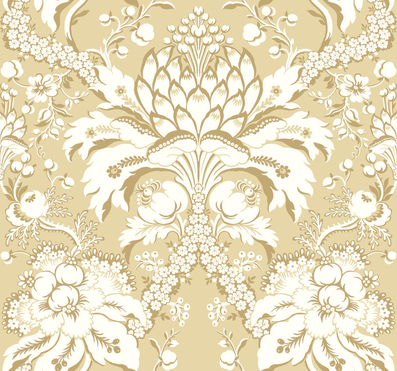 media image for French Artichoke Wallpaper in Yellow from Damask Resource Library by York Wallcoverings 276