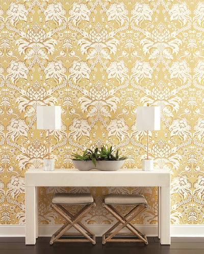 product image for French Artichoke Wallpaper in Yellow from Damask Resource Library by York Wallcoverings 85