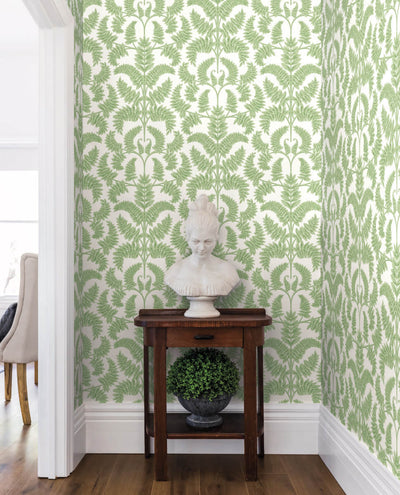 product image of Royal Fern Damask Wallpaper in Green from Damask Resource Library by York Wallcoverings 520