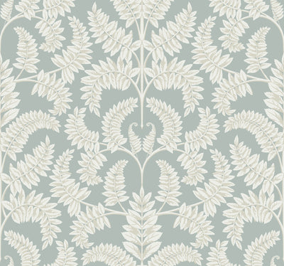product image of sample royal fern damask wallpaper in eucalyptus from damask resource library by york wallcoverings 1 523