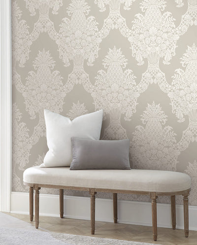 product image for Pineapple Plantation Wallpaper in Taupe from Damask Resource Library by York Wallcoverings 3
