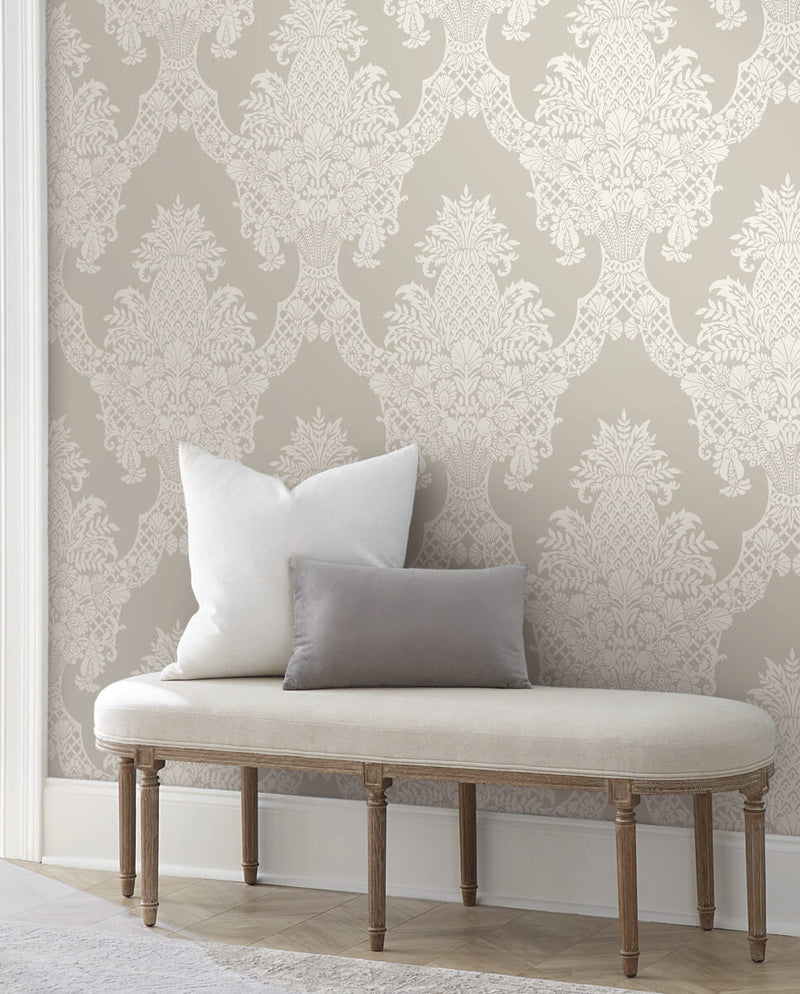 media image for Pineapple Plantation Wallpaper in Taupe from Damask Resource Library by York Wallcoverings 262