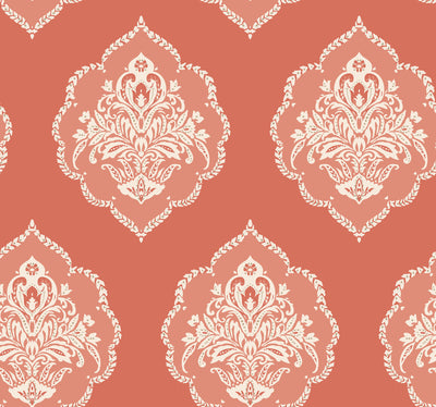 product image of Signet Medallion Wallpaper in Coral from Damask Resource Library by York Wallcoverings 56