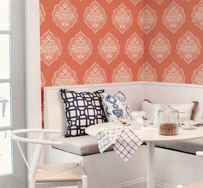 product image for Signet Medallion Wallpaper in Coral from Damask Resource Library by York Wallcoverings 13