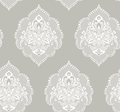 product image of Signet Medallion Wallpaper in Grey from Damask Resource Library by York Wallcoverings 533