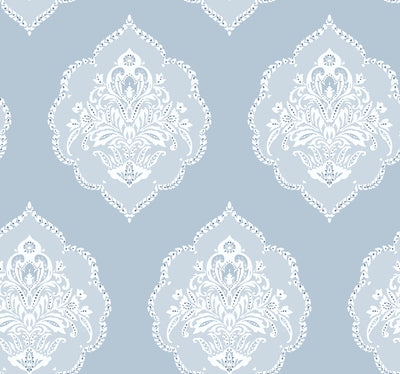 product image for Signet Medallion Wallpaper in Sky from Damask Resource Library by York Wallcoverings 86