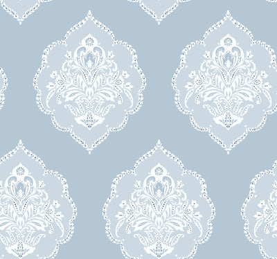 product image for Signet Medallion Wallpaper in Sky from Damask Resource Library by York Wallcoverings 86