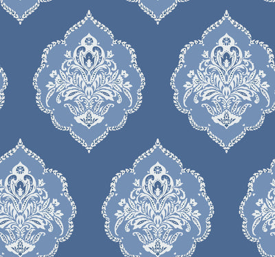 product image for Signet Medallion Wallpaper in Cobalt from Damask Resource Library by York Wallcoverings 32