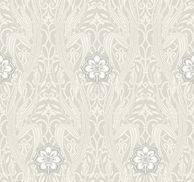 product image of sample gatsby damask wallpaper in grey from damask resource library by york wallcoverings 1 512