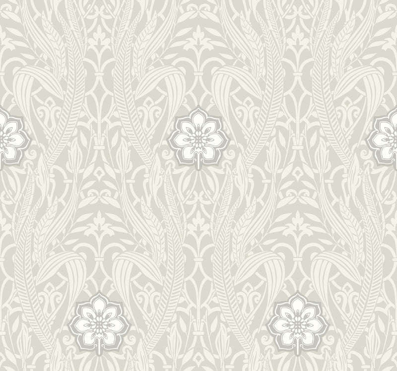 media image for sample gatsby damask wallpaper in grey from damask resource library by york wallcoverings 1 282