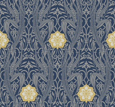product image for Gatsby Damask Wallpaper in Navy from Damask Resource Library by York Wallcoverings 32