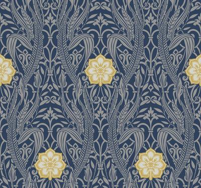 product image for Gatsby Damask Wallpaper in Navy from Damask Resource Library by York Wallcoverings 32