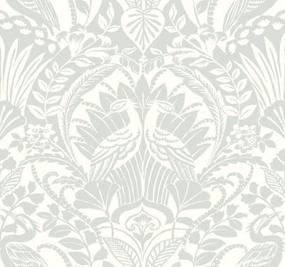 product image of Egret Damask Wallpaper in Sage from Damask Resource Library by York Wallcoverings 518