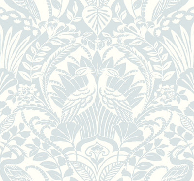 product image of Egret Damask Wallpaper in Sky Blue from Damask Resource Library by York Wallcoverings 577