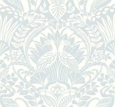 product image of sample egret damask wallpaper in sky blue from damask resource library by york wallcoverings 1 563