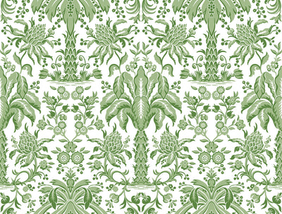 product image of Palmetto Palm Damask Wallpaper in Green from Damask Resource Library by York Wallcoverings 554