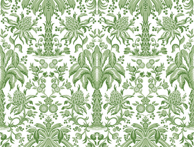 product image of Palmetto Palm Damask Wallpaper in Green from Damask Resource Library by York Wallcoverings 554