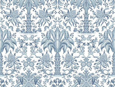 product image of sample palmetto palm damask wallpaper in blue from damask resource library by york wallcoverings 1 583