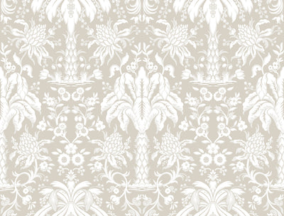 product image of sample palmetto palm damask wallpaper in beige from damask resource library by york wallcoverings 1 568