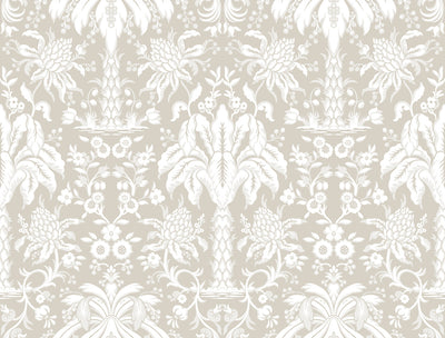 product image of sample palmetto palm damask wallpaper in beige from damask resource library by york wallcoverings 1 568