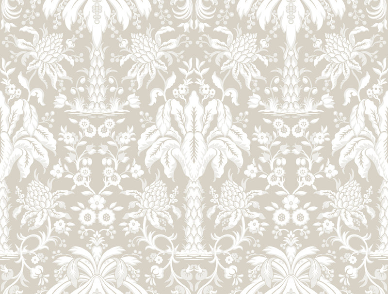 media image for sample palmetto palm damask wallpaper in beige from damask resource library by york wallcoverings 1 270