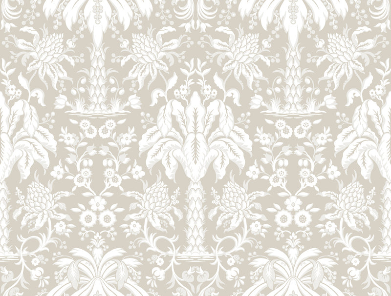 media image for sample palmetto palm damask wallpaper in beige from damask resource library by york wallcoverings 1 270