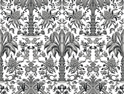 product image of Palmetto Palm Damask Wallpaper in Black from Damask Resource Library by York Wallcoverings 556