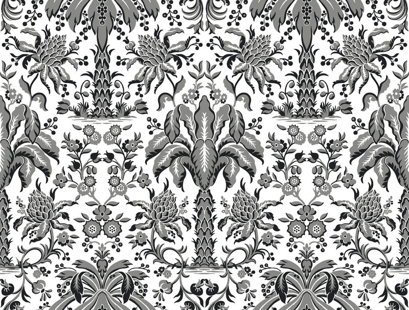 media image for Palmetto Palm Damask Wallpaper in Black from Damask Resource Library by York Wallcoverings 241