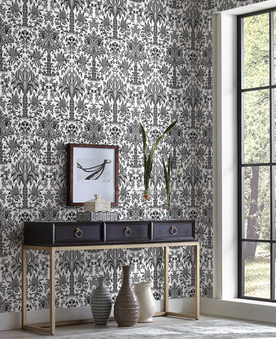 product image for Palmetto Palm Damask Wallpaper in Black from Damask Resource Library by York Wallcoverings 9