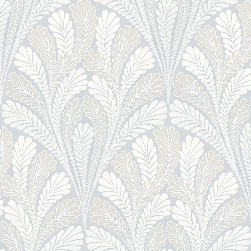 media image for Shell Damask Wallpaper in Blue from Damask Resource Library by York Wallcoverings 264