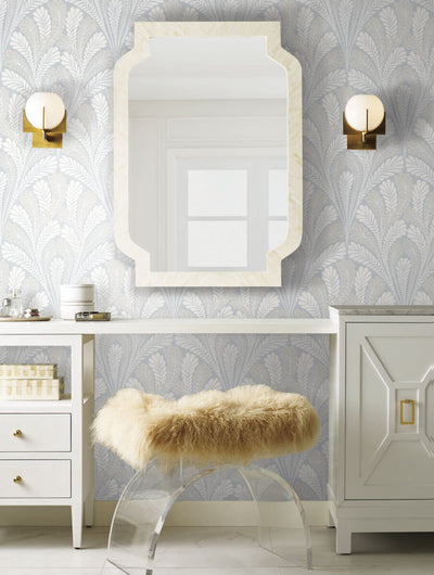 product image for Shell Damask Wallpaper in Blue from Damask Resource Library by York Wallcoverings 34
