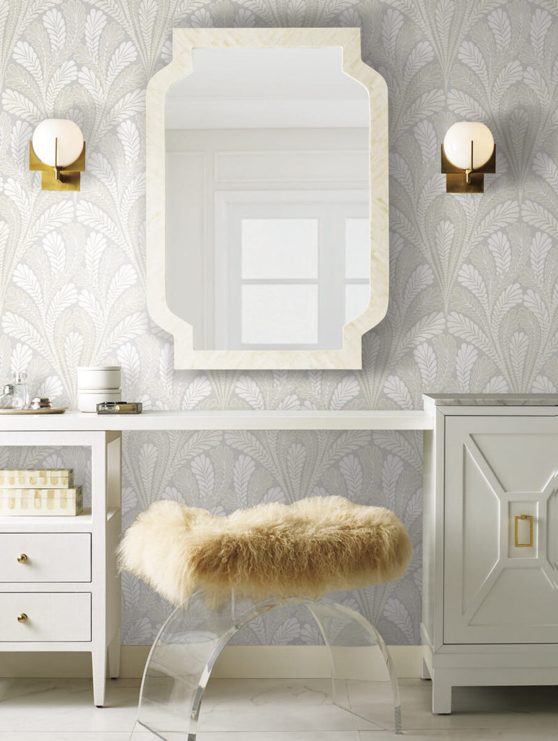 media image for Shell Damask Wallpaper in Grey from Damask Resource Library by York Wallcoverings 233