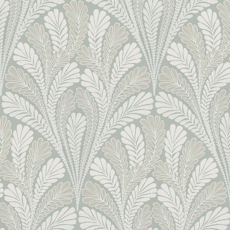 media image for Shell Damask Wallpaper in Sage from Damask Resource Library by York Wallcoverings 220