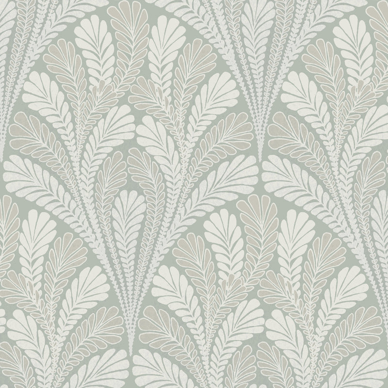 media image for Shell Damask Wallpaper in Sage from Damask Resource Library by York Wallcoverings 220