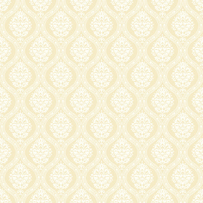 product image of sample petite ogee wallpaper in yellow from damask resource library by york wallcoverings 1 538