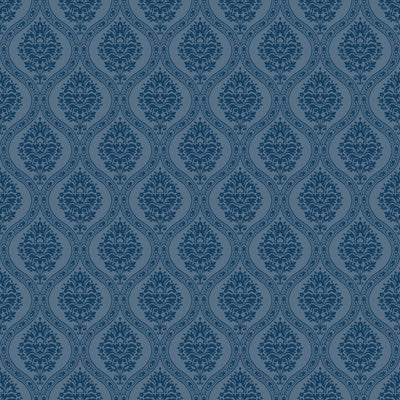 product image for Petite Ogee Wallpaper in Navy from Damask Resource Library by York Wallcoverings 36