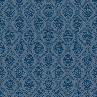 product image for Petite Ogee Wallpaper in Navy from Damask Resource Library by York Wallcoverings 36