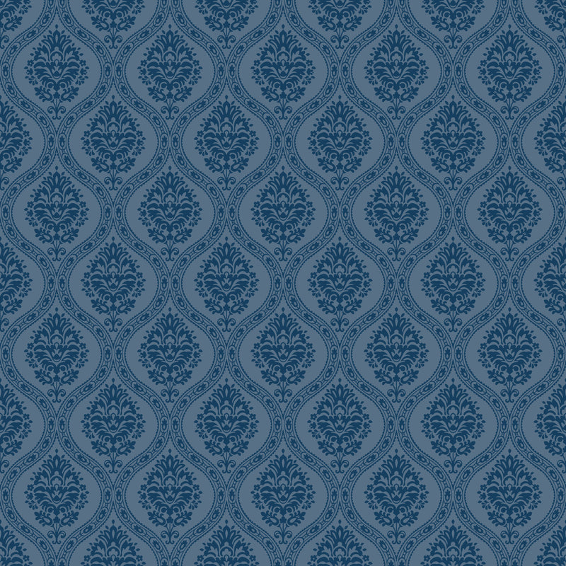 media image for Petite Ogee Wallpaper in Navy from Damask Resource Library by York Wallcoverings 285