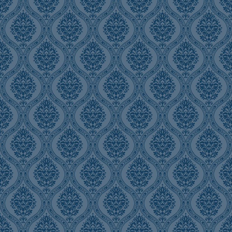 media image for Petite Ogee Wallpaper in Navy from Damask Resource Library by York Wallcoverings 285