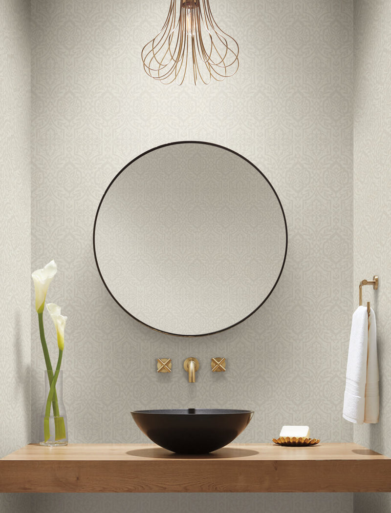 media image for Cathedral Damask Wallpaper in Light Taupe from Damask Resource Library by York Wallcoverings 29