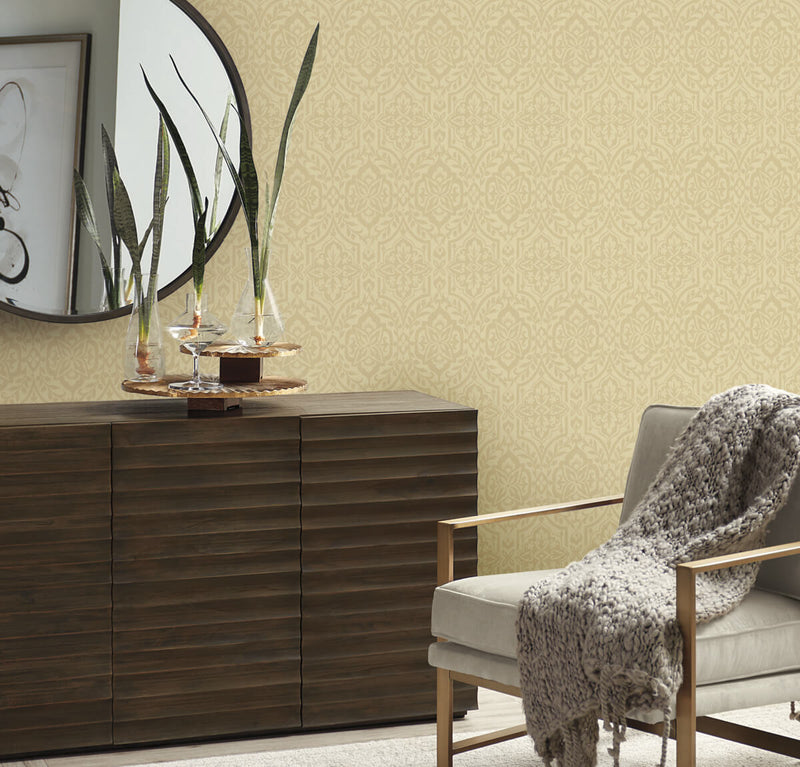 media image for Cathedral Damask Wallpaper in Gold from Damask Resource Library by York Wallcoverings 234
