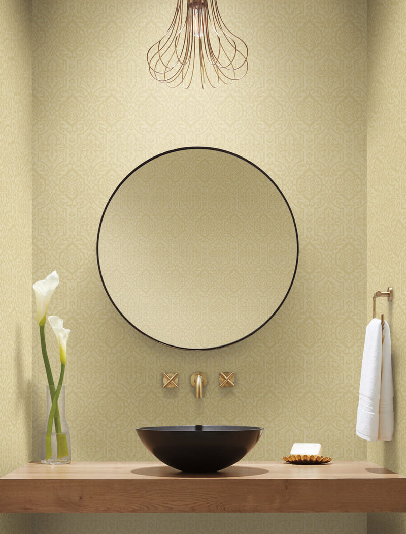 media image for Cathedral Damask Wallpaper in Gold from Damask Resource Library by York Wallcoverings 217