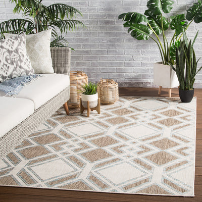 product image for Samba Indoor/ Outdoor Trellis Brown & Light Blue Area Rug 91