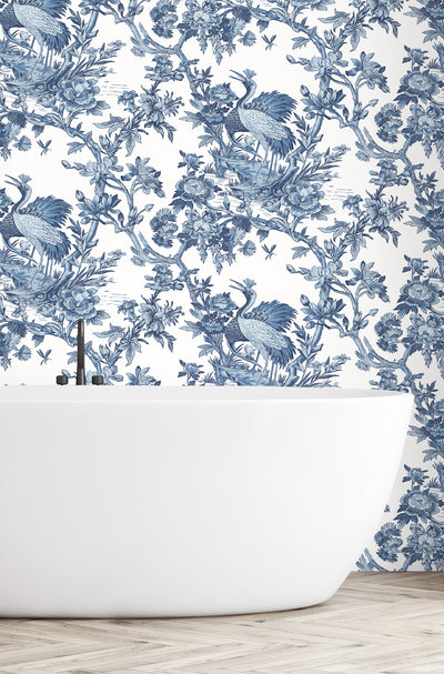 product image for Crane Toile Wallpaper in French Blue by DuPont 54