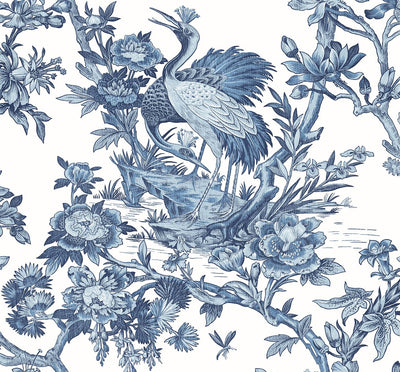product image of Crane Toile Wallpaper in French Blue by DuPont 57