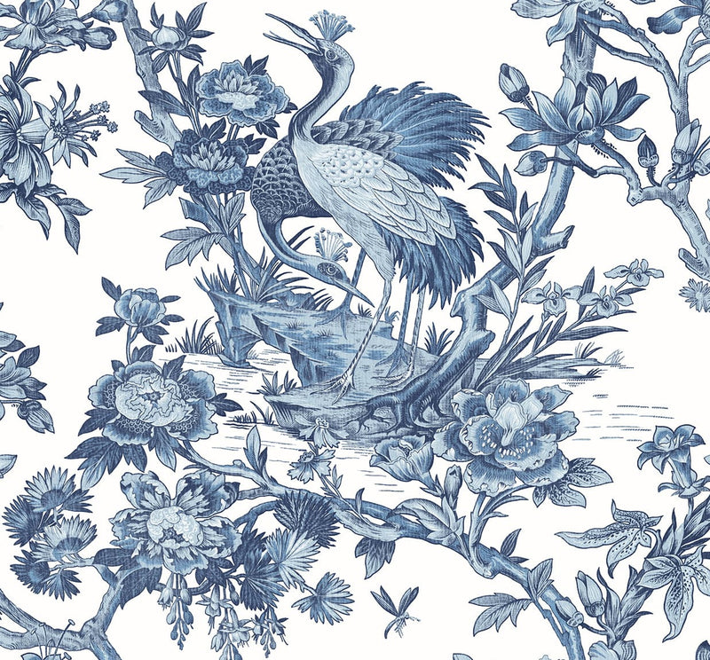 media image for Crane Toile Wallpaper in French Blue by DuPont 244