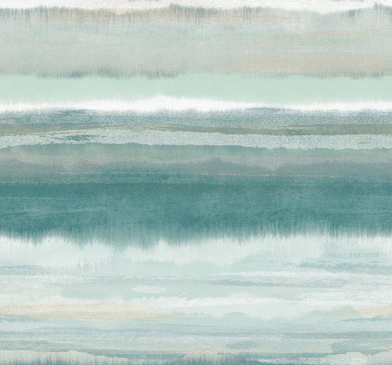 media image for Watercolor Stripe Wallpaper in Calypso Green and Hemp by DuPont 217